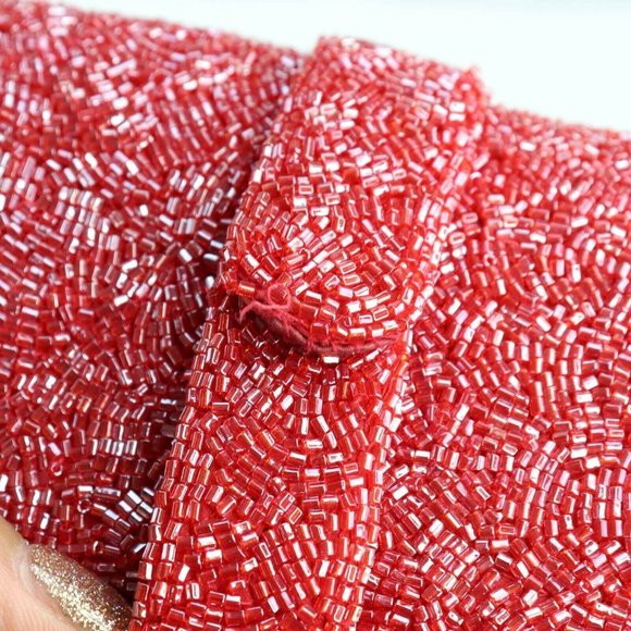 Preston & York Womens Crossbody Bag Red Glass Beaded Sling S - Picture 9 of 10